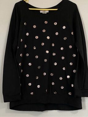 Moa Moa Black Sweatshirt with Rose Gold Polka Dots